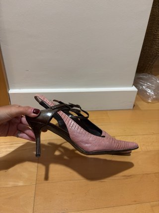 Zapatos de tacón rosa y marrón made in Spain