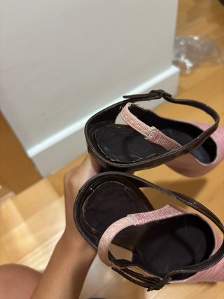 Zapatos de tacón rosa y marrón made in Spain