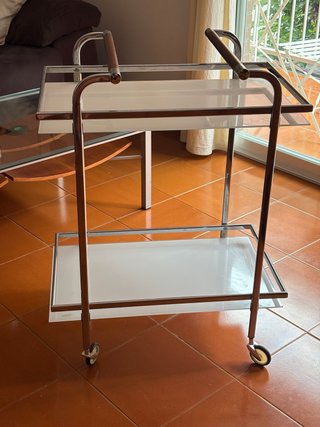 Camarera Vintage de Metal y Cristal