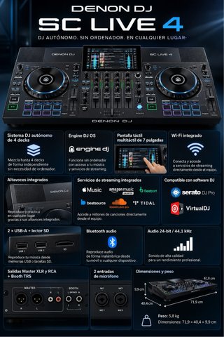 Denon DJ SC Live 4 + maleta transporte- Como Nueva