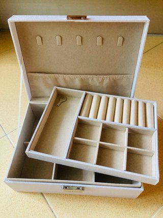 Joyero blanco 2 niveles con llave