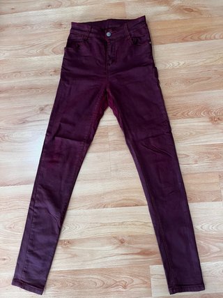 Pantalones Vaqueros Encerados Burdeos