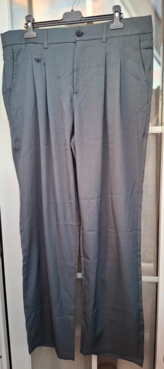 Pantalones de vestir gris azulado y negro para hom