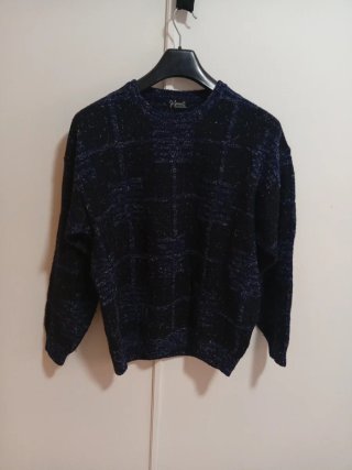 Jersey Lana Vintage Cuadros Azul Talla XXL