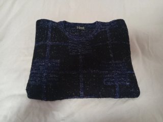 Jersey Lana Vintage Cuadros Azul Talla XXL