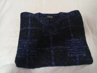 Jersey Lana Vintage Cuadros Azul Talla XXL
