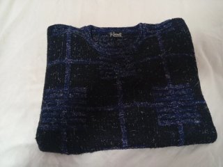 Jersey Lana Vintage Cuadros Azul Talla XXL