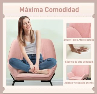Poltrona Rosa con Struttura in Metallo