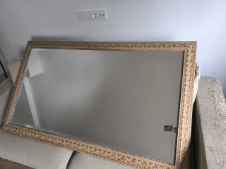Espejo Grande Marco Dorado Beige