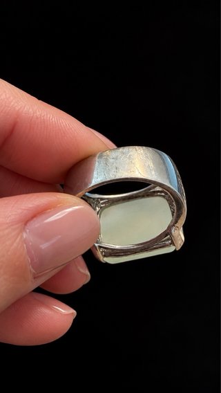 Anello Argento Massiccio Giada Modernista