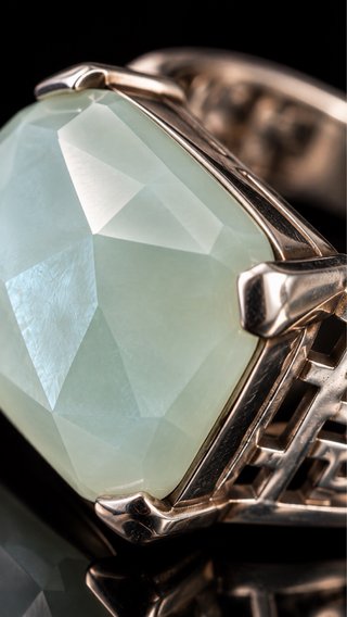 Anello Argento Massiccio Giada Modernista