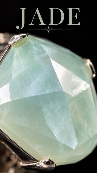 Anello Argento Massiccio Giada Modernista