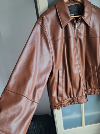 Chaqueta de Piel Sintética Zara Marrón caramelo