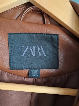 Chaqueta de Piel Sintética Zara Marrón caramelo