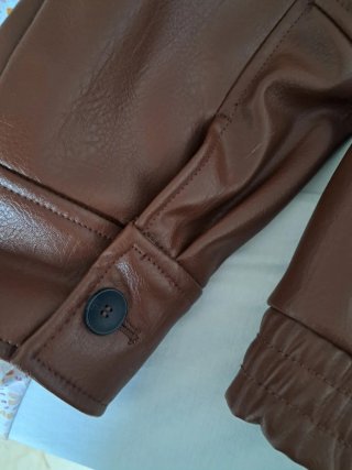 Chaqueta de Piel Sintética Zara Marrón caramelo