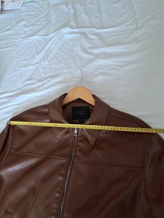 Chaqueta de Piel Sintética Zara Marrón caramelo