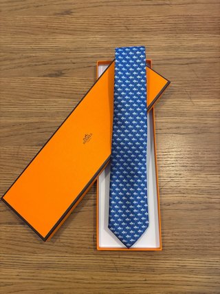 Corbata Hermes Peces Azul