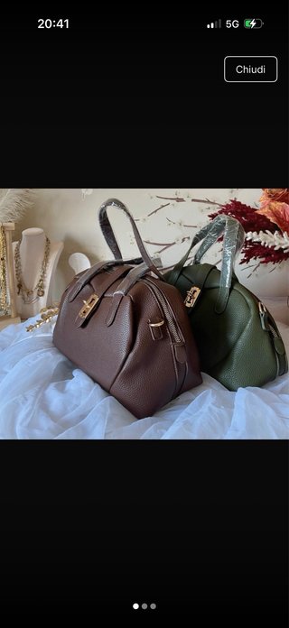 Borsa autunnale forma cuore marrone/verde