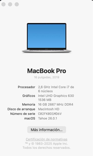 MacBook Pro 16 i7 / 16GB RAM / 512GB SSD