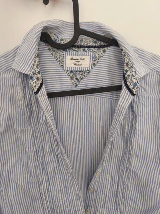 Camisa Massimo Dutti Rayas Azul y Blanco Talla M