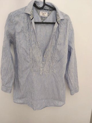 Camisa Massimo Dutti Rayas Azul y Blanco Talla M
