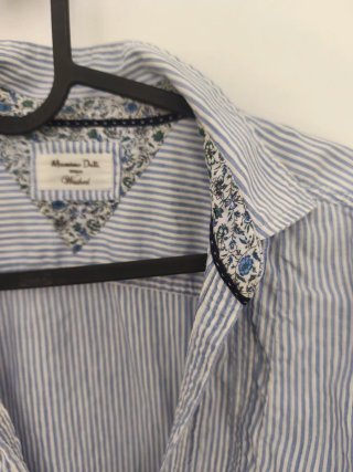 Camisa Massimo Dutti Rayas Azul y Blanco Talla M