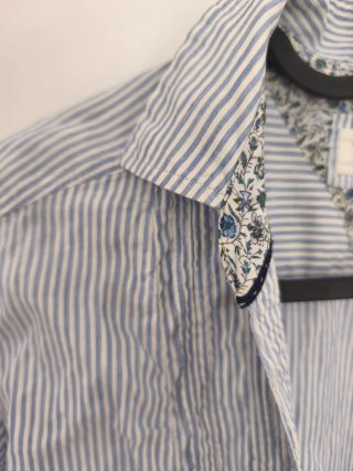 Camisa Massimo Dutti Rayas Azul y Blanco Talla M