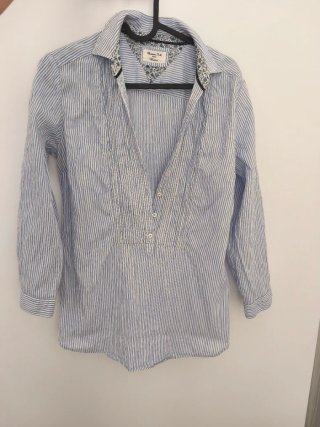 Camisa Massimo Dutti Rayas Azul y Blanco Talla M