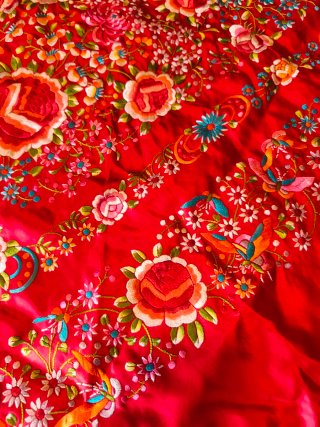 Mantón de Manila Rojo Bordado