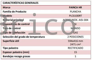 Plancha Gas Acero Rectificado Serie 100 - PLC6100RT