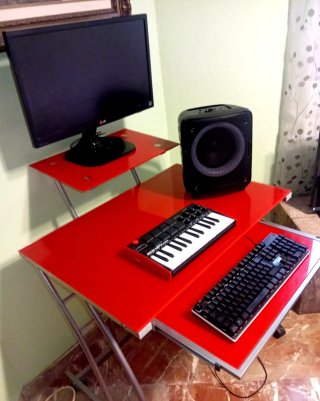 Mesa de Escritorio de Cristal y Metal