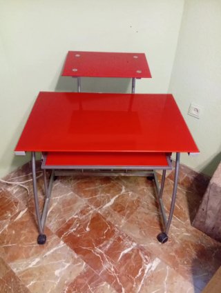 Mesa de Escritorio de Cristal y Metal