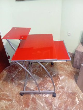 Mesa de Escritorio de Cristal y Metal