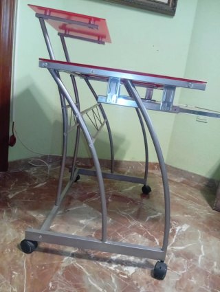 Mesa de Escritorio de Cristal y Metal