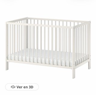 Cuna Gulliver de Ikea Blanca y colchón 60x 120 cm