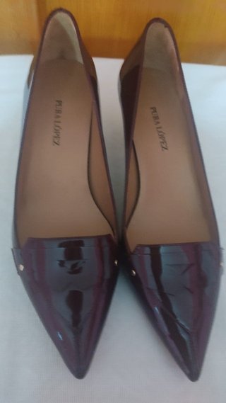 Pura López zapatos salón charol burdeos T.37