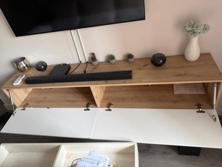 Mueble TV Aéreo Blanco y Madera