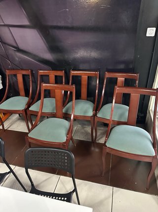 6 Sillas de Comedor Madera y Tela