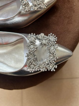 Zapatos Plateados Piel Alma en Pena con Pedrería