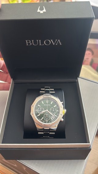 Reloj Bulova Cronógrafo Verde y Plateado