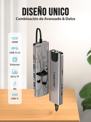Hub USB-C Lemorele 9 en 1 Aluminio HDMI