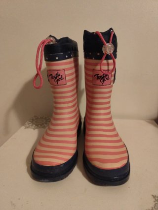 Botas de agua niña rayas rosas y blancas N 34