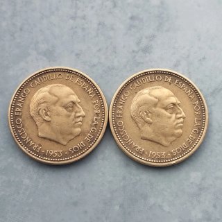 2 Monedas Fco. Franco 1953 España