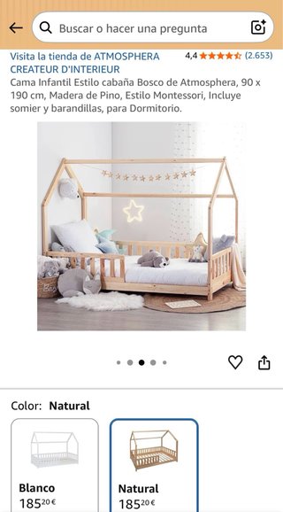 Cama Infantil Montessori Tipo Cabaña 90x190 cm