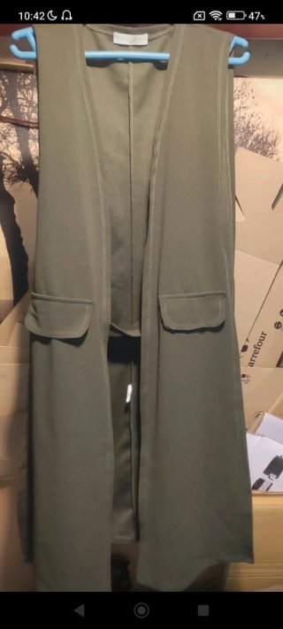 Chaleco largo fluido verde talla única