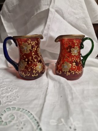 Coppia Brocchette in Vetro Soffiato Artigianale