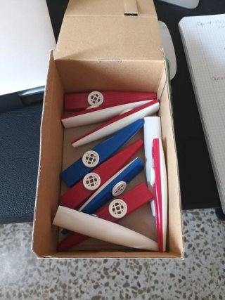 Lote de Kazoos Rojos, Blancos y Azules