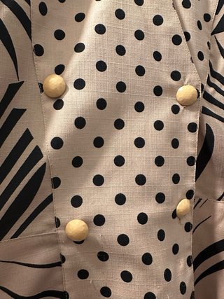 Blusa Vintage Lunares y Estampado Botánico Beige