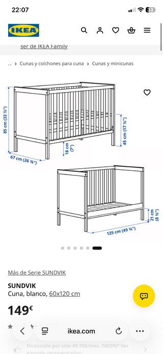 Cuna SUNDVIK IKEA Blanca