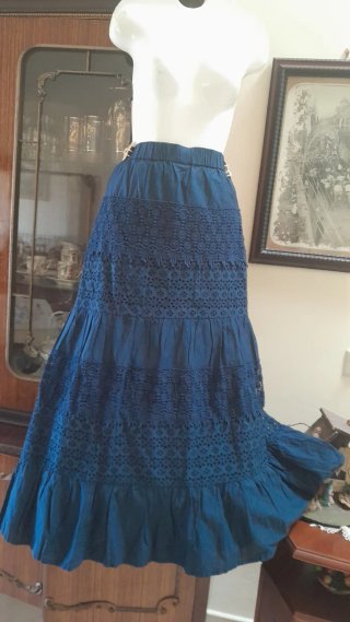 Gonna lunga cotone blu